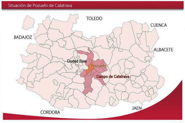 Mapa del término municipal de Pozuelo de Cva. en la Provincia de Ciudad Real